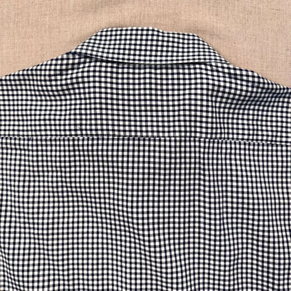 Banana Republic Men’s Small Untucked Shirt Blue White Gingham 100% Cotton